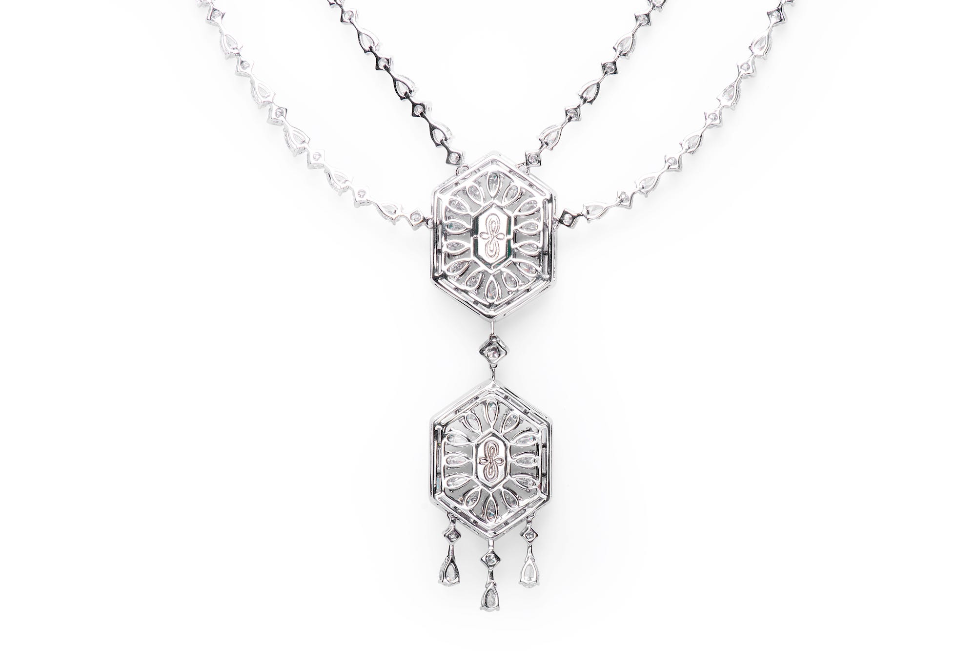 White Pearls Necklace Long Elegant Hematite Contemporany Jewelry  MieleCorals Italian Jewelery Certificate