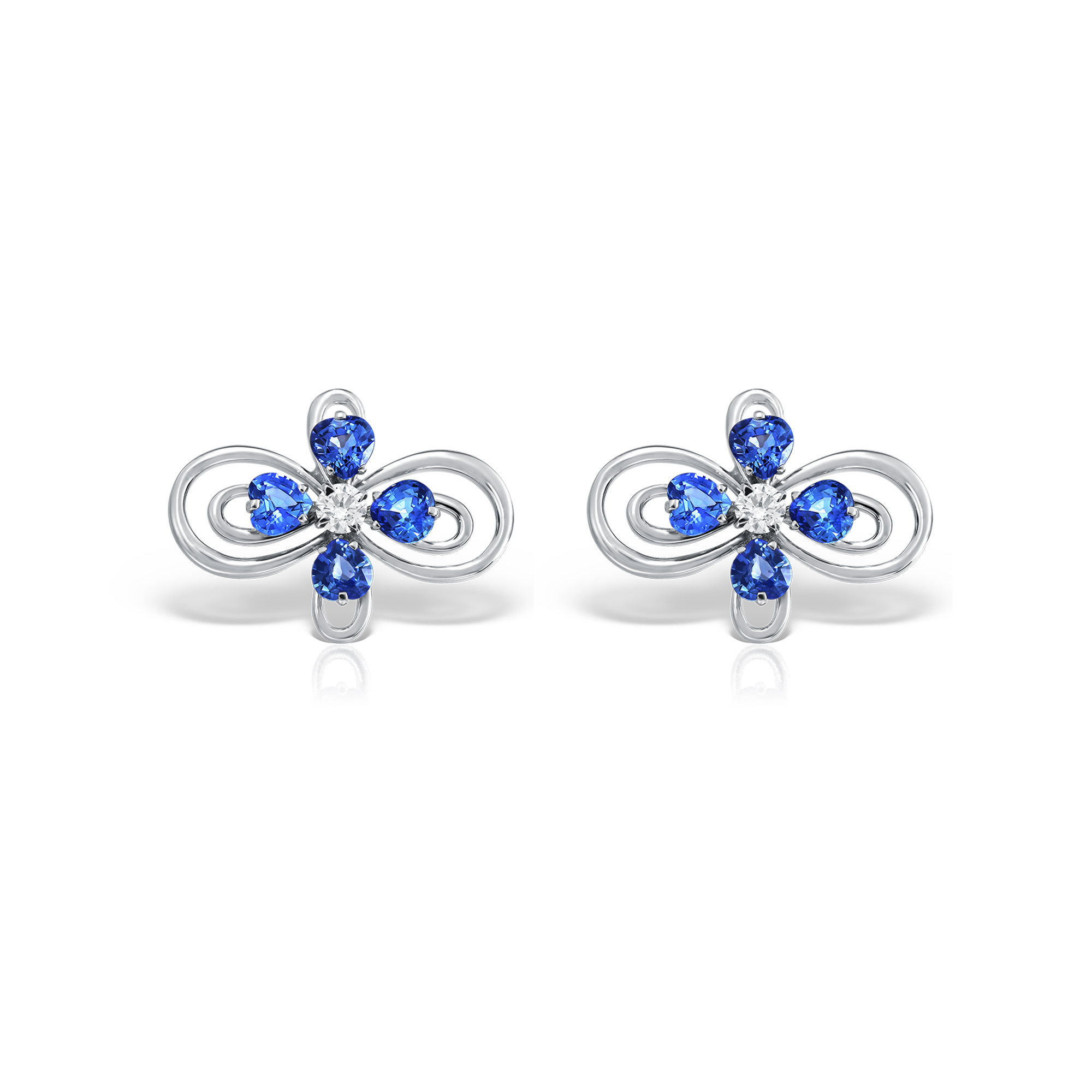 Infinity Love Blue Sapphire Studs in 18K white gold